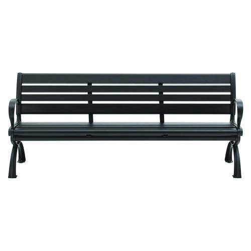 Aluminum Bench with Back, 73" x 22.75" x 30.75", Black Seat/Back, Black Base