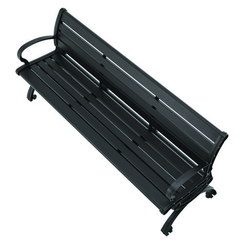 Aluminum Bench with Back, 73" x 22.75" x 30.75", Black Seat/Back, Black Base