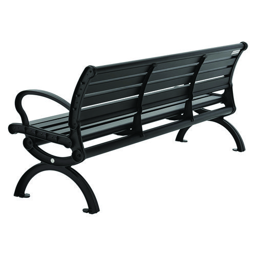 Aluminum Bench with Back, 73" x 22.75" x 30.75", Black Seat/Back, Black Base