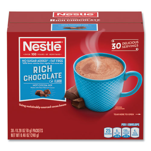 Hot Cocoa Mix, Rich Chocolate, 0.28 oz Packet, 30 Packets/Box, 6 Boxes/Carton - Image 2