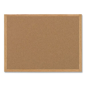 Earth Cork Board, 36" x 24", Tan Surface, Oak Finished Wood Frame