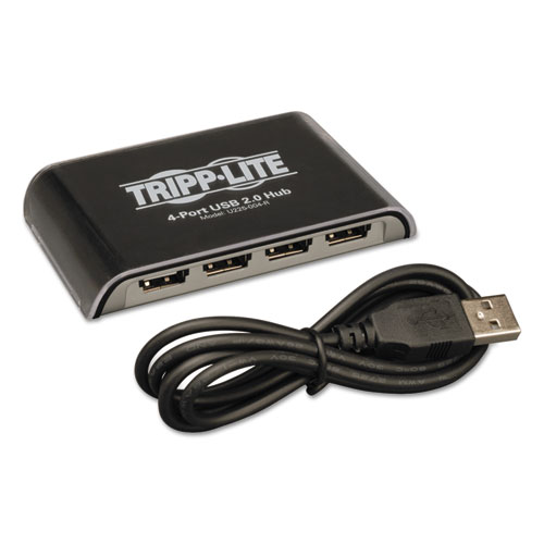 USB 2.0 Hub, 4 Ports, Black/Silver