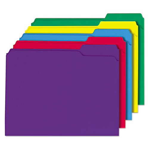 Reinforced Top-Tab File Folders, 1/3-Cut Tabs: Assorted, Letter Size, 1" Expansion, Assorted Colors, 100/Box