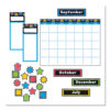 Bold Strokes Wipe-Off Calendar Bulletin Board Set, 30-Piece Set, 12-Month Calendar, 18" x 26.5", Assorted Colors