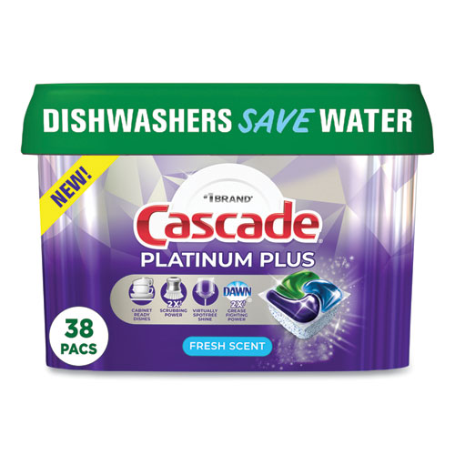 Platinum Plus ActionPacs Dishwasher Detergent Pods, Fresh Scent, 20.7 oz Tub, 38/Tub, 6/Carton