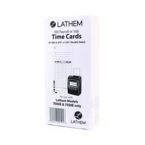 Time Clock Cards for Lathem Time 7000E, Two Sides, 3.5 x 7.25, 100/Pack