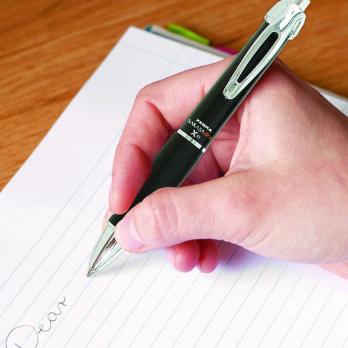 Sarasa Dry X10 Gel Pen, Retractable, Medium 0.7 mm, Black Ink, Black/Silver Barrel, 12/Pack