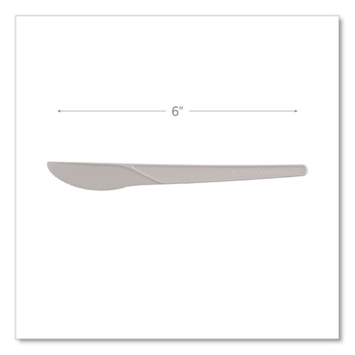 Plantware Compostable Cutlery, Knife, Plastic, White, 1,000/Carton