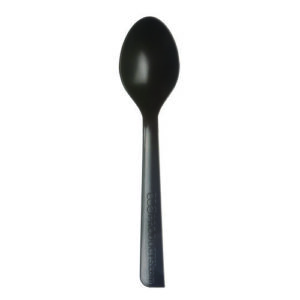 100% Recycled Content Cutlery, Spoon, Plastic, Black, 50/Pack, 20 Pack/Carton