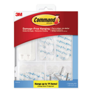 Clear Hooks and Strips, Assorted Sizes, Plastic, 0.05 lb; 2 lb; 4-16 lb Capacities, 16 Picture Strips/15 Hooks/22 Strips/Pack
