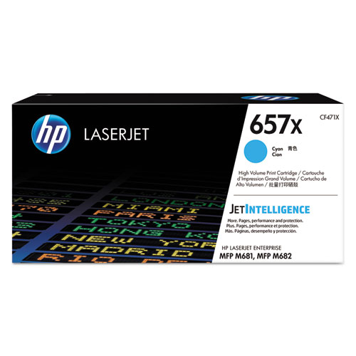 HP 657X (CF471X) Original High Yield Laser Toner Cartridge - Cyan - 1 Each