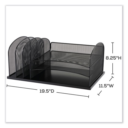 Onyx Desk Organizer with Three Horizontal and Three Upright Sections, Letter Size Files, 19.25 x11.5 x 8.25, Blue