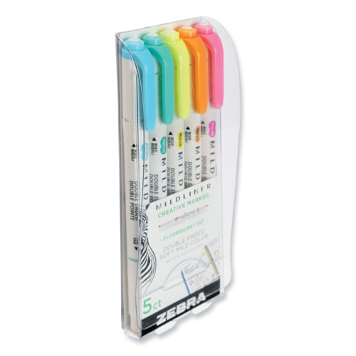 Mildliner Double Ended Highlighter, Assorted Ink Colors, Bold-Chisel/Fine-Bullet Tips, Assorted Barrel Colors, 5/Pack