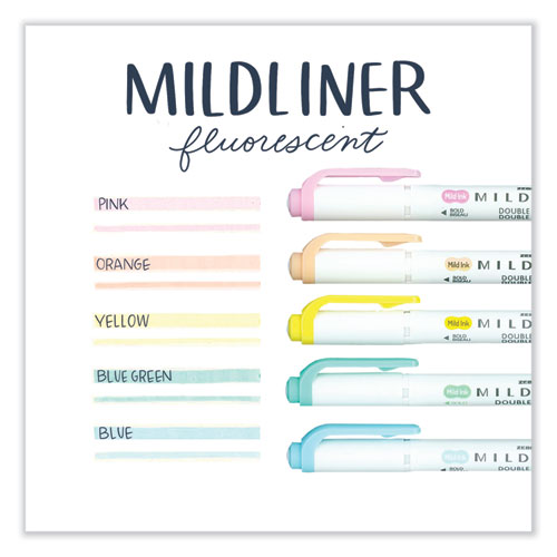 Mildliner Double Ended Highlighter, Assorted Ink Colors, Bold-Chisel/Fine-Bullet Tips, Assorted Barrel Colors, 5/Pack