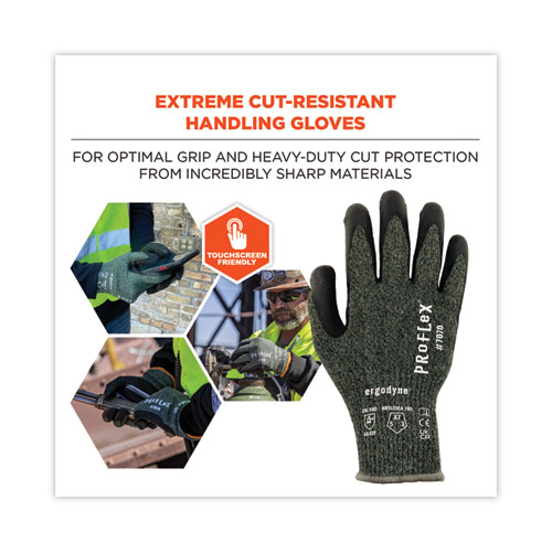 ProFlex 7070 ANSI A7 Nitrile Coated CR Gloves, Green, Medium, Pair