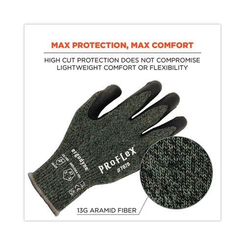 ProFlex 7070 ANSI A7 Nitrile Coated CR Gloves, Green, Medium, Pair