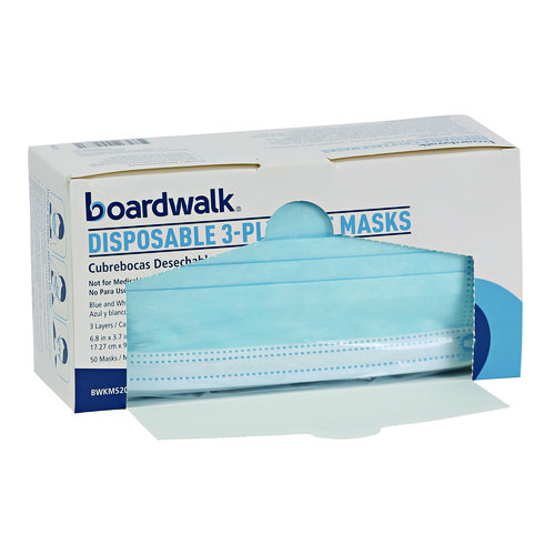 Three-Ply General Use Face Mask, Blue, 50/Box, 40 Boxes/Carton