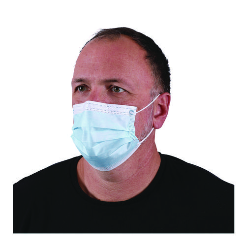 Three-Ply General Use Face Mask, Blue, 50/Box, 40 Boxes/Carton
