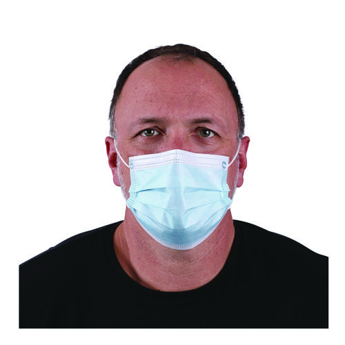 Three-Ply General Use Face Mask, Blue, 50/Box, 40 Boxes/Carton