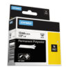 Rhino Permanent Poly Industrial Label Tape, 0.5" x 18 ft, White/Black Print