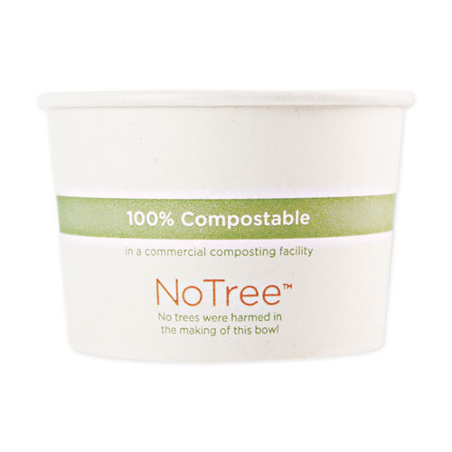 No Tree Paper Bowls, 8 oz, 3.4" Diameter x 2.3" h, Natural, Sugarcane, 1,000/Carton