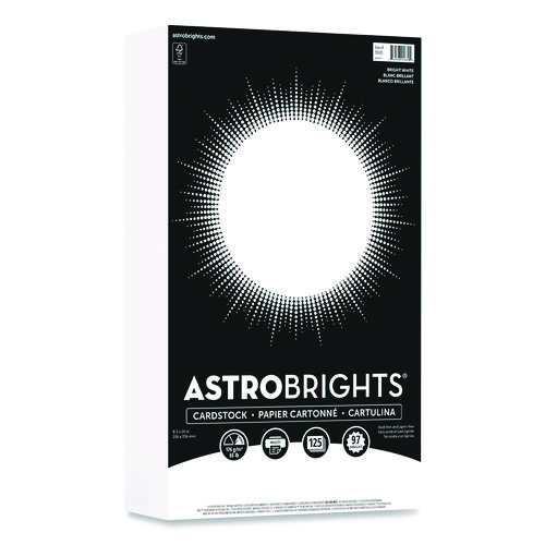 Color Cardstock, 65 lb Cover Weight, 8.5 x 14, Bright White, 125/Pack