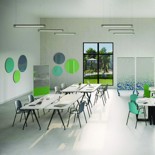 Coda Low Profile Circular Magnetic Glassboard, 36 x 36, Smoke Surface