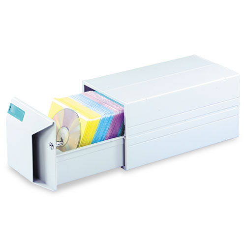 CD/DVD Storage Drawer, Holds 150 Discs, Light Gray