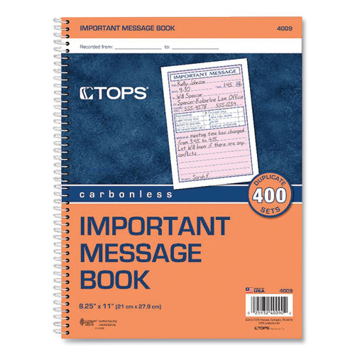 TOPS 4CPP Important Phone Message Book
