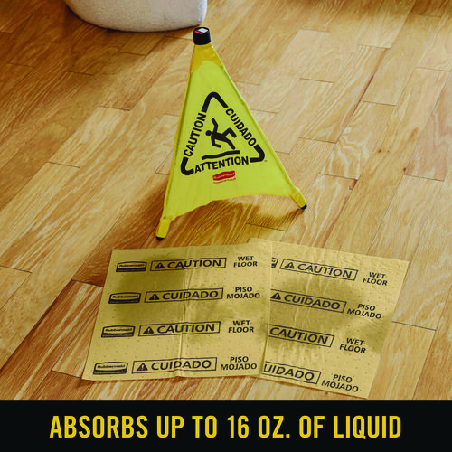 Over-the-Spill Pad, Caution Wet Floor, 16 oz, 16.5 x 20, 22 Sheets/Pad