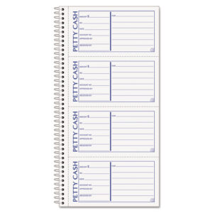 Petty Cash Receipt Book, Two-Part Carbonless, 5 x 2.75, 4 Forms/Sheet, 200 Forms Total