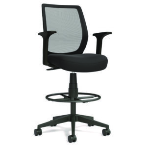 Wessex Drafting Stool, Mesh Back, Supports Up to 275 lb, 27.95 to 33.66 Seat Height, Black Seat, Black Back, Black Base
