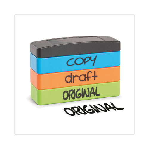 Interlocking Stack Stamp, COPY, DRAFT, ORIGINAL, 1.81" x 0.63", Assorted Fluorescent Ink