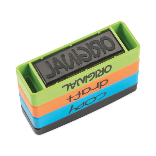 Interlocking Stack Stamp, COPY, DRAFT, ORIGINAL, 1.81" x 0.63", Assorted Fluorescent Ink