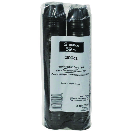 Plastic Portion Cup, 2 oz., Black, 2,400/Carton