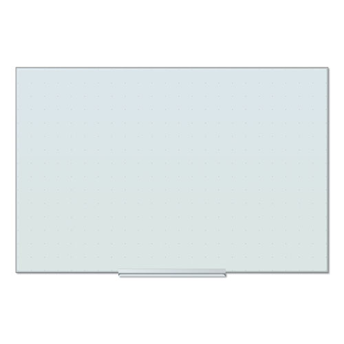 U Brands Floating Frameless Non-Magnetic Ghost Grid Glass Dry-Erase Board