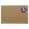 Economy Cork Board with Oak Frame, 48" x 36", Tan Surface, Oak Finished Fiberboard (MDF) Frame
