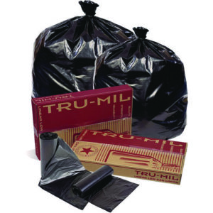 Tru-Mil Can Liners, 55 gal, 1.8 mil, 36 x 58, Black, Interleaved Roll, 50/Carton