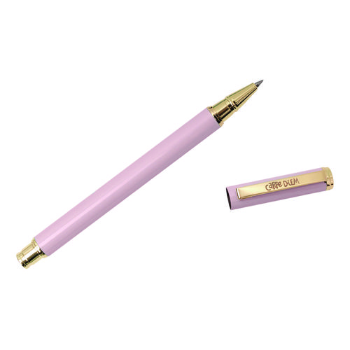 Carpe Diem Metal Gel Pen, Stick, Medium 0.7 mm, Black Ink, Pink Barrel, 6/Pack