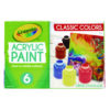 Acrylic Paint Set, Six Assorted Classic Colors, 2 oz Bottles, 6/Box