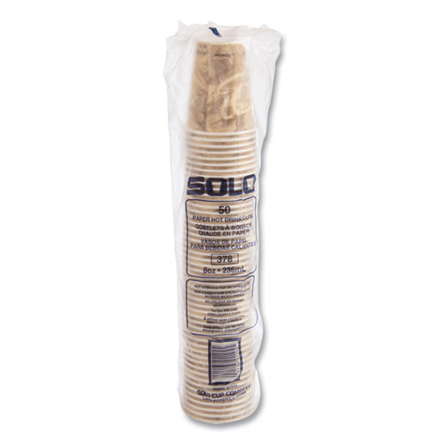Mistique Polycoated Hot Paper Cups, 8 oz, Brown, 50/Sleeve, 20 Sleeves/Carton