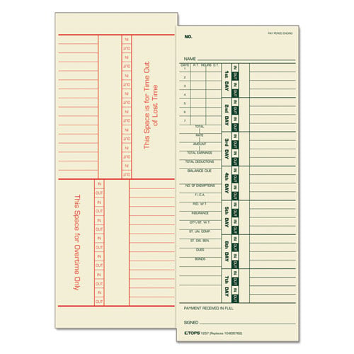 TOPS Numbered Days/Full Payroll Time Cards