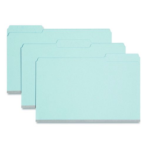 Expanding Recycled Heavy Pressboard Folders, 1/3-Cut Tabs: Assorted, Legal Size, 1" Expansion, Blue, 25/Box