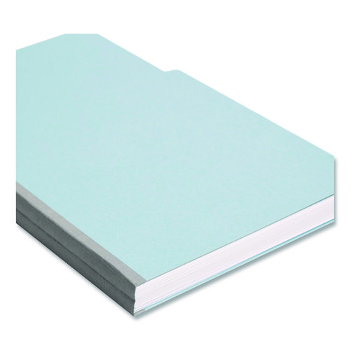 Expanding Recycled Heavy Pressboard Folders, 1/3-Cut Tabs: Assorted, Legal Size, 1" Expansion, Blue, 25/Box