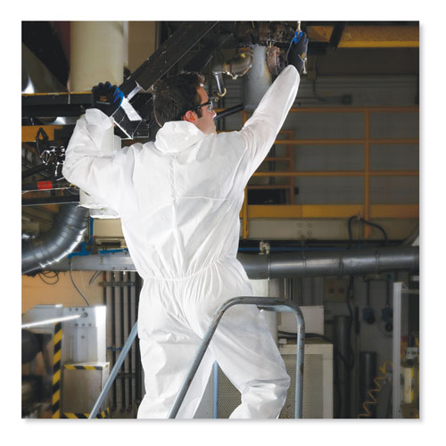 A30 Elastic Back and Cuff Hooded Coveralls, Medium, White, 25/Carton