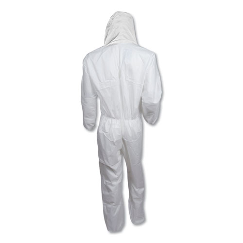 A30 Elastic Back and Cuff Hooded Coveralls, Medium, White, 25/Carton