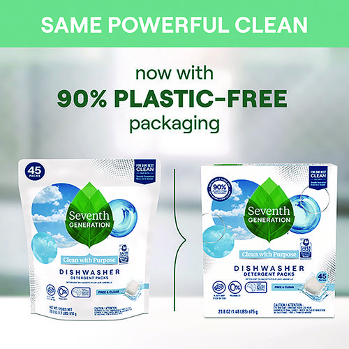 Natural Automatic Dishwasher Detergent Packs, Free and Clear, 45 Powder Packets/Box
