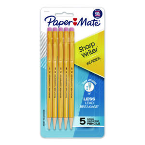 Sharpwriter Mechanical Pencil, 0.7 mm, HB (#2), Black Lead, Classic Yellow Barrel, 5/Pack