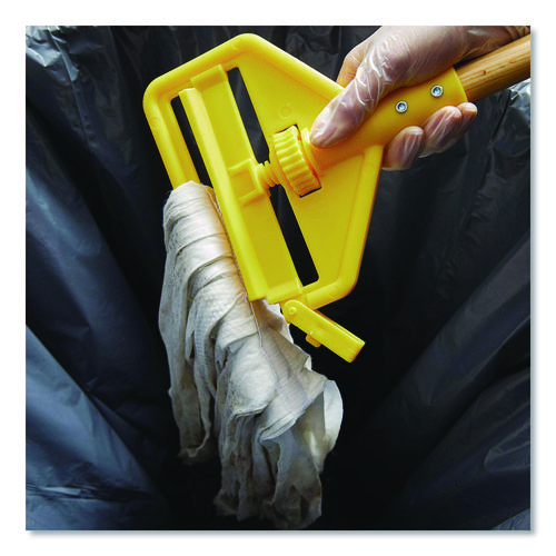 Invader Wood Side-Gate Wet-Mop Handle, 54", Natural/Yellow