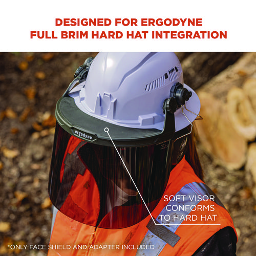 Skullerz 8995 Anti-Scratch and Anti-Fog Hard Hat Face Shield with Adapter for Full Brim, Smoke Lens